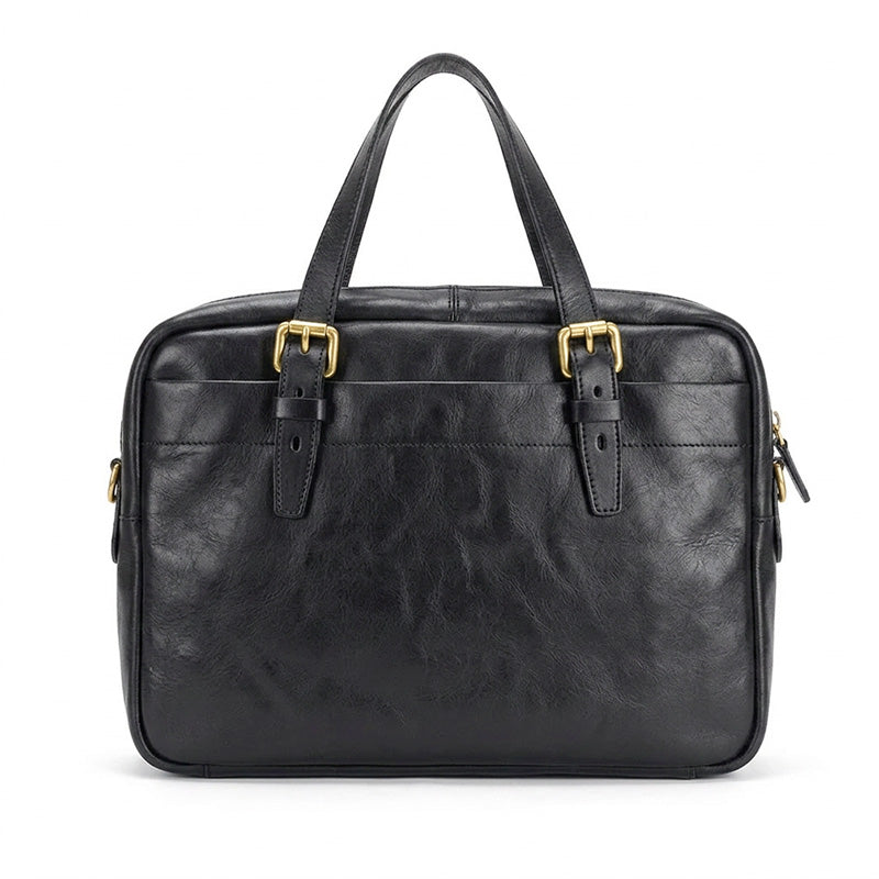 Leather Briefcase for Women &amp; Men Vegetable-Tanned Laptop Shoulder Bag with Pen Holder