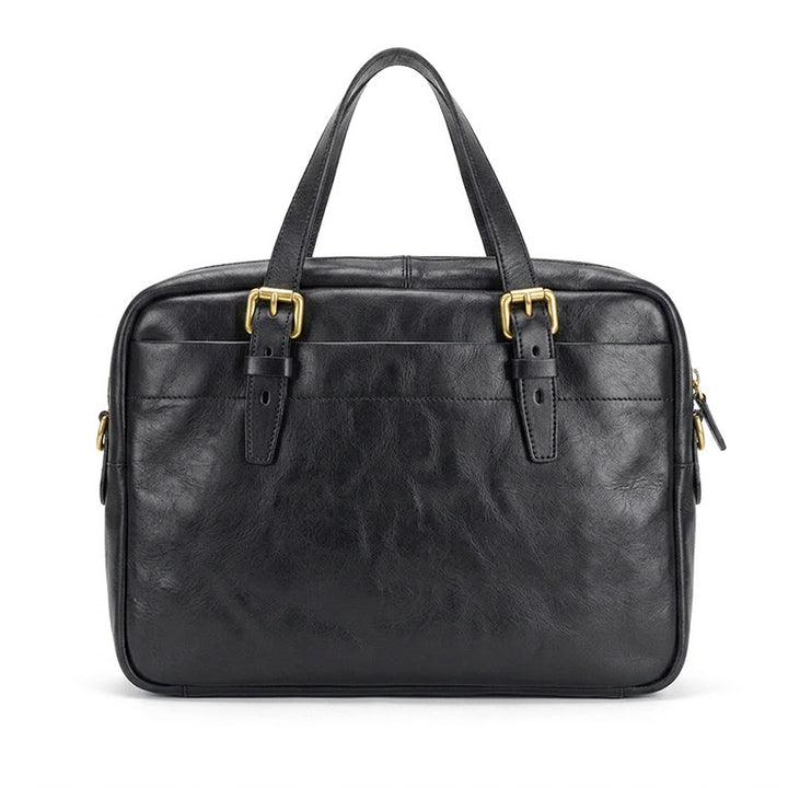 Leather Briefcase for Women &amp; Men Vegetable-Tanned Laptop Shoulder Bag with Pen Holder