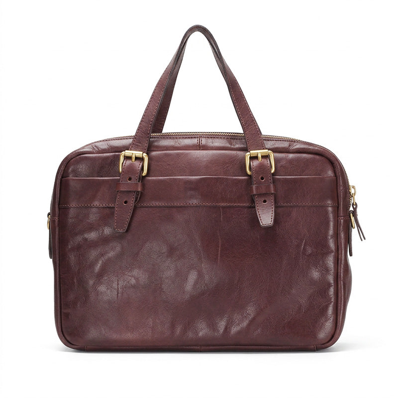 Leather Briefcase for Women &amp; Men Vegetable-Tanned Laptop Shoulder Bag with Pen Holder