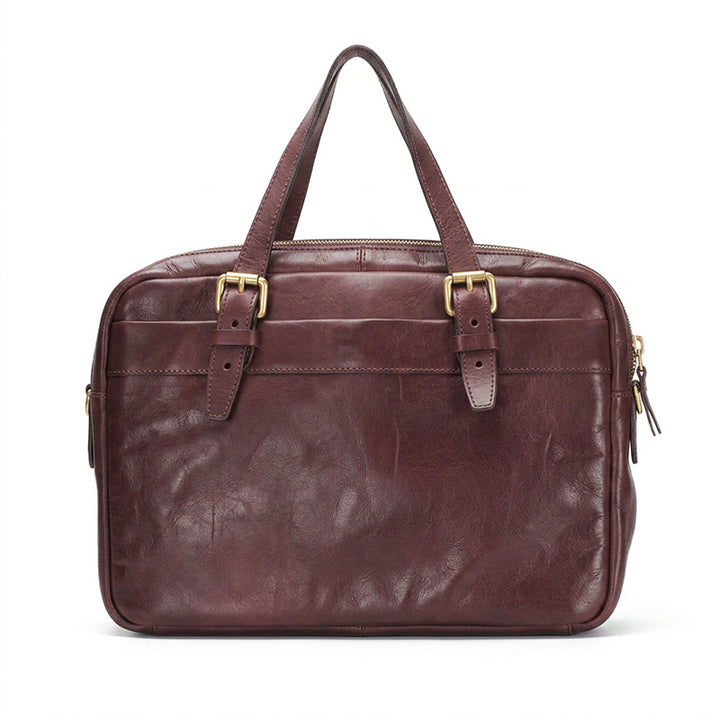 Leather Briefcase for Women &amp; Men Vegetable-Tanned Laptop Shoulder Bag with Pen Holder