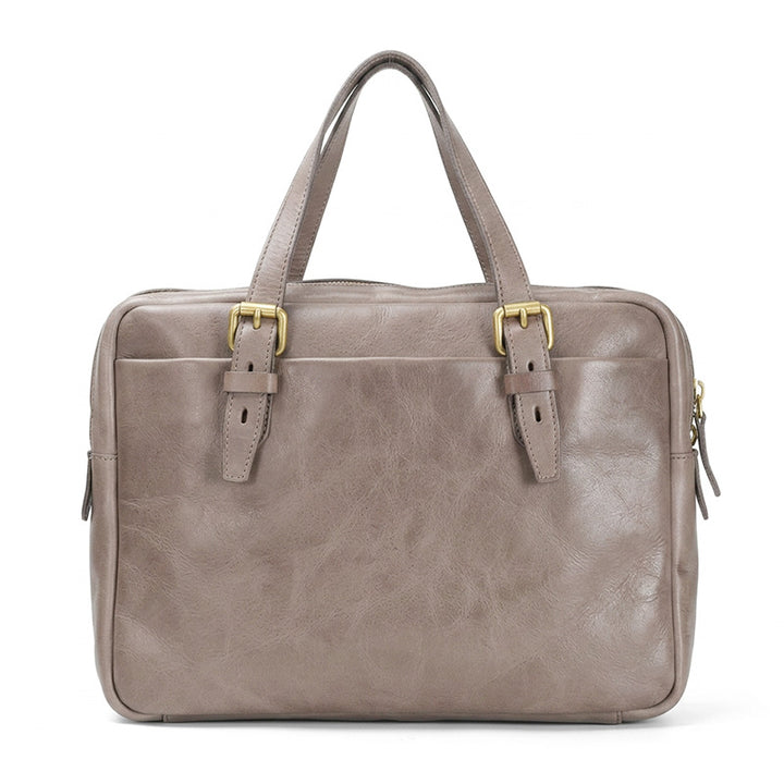 Leather Briefcase for Women &amp; Men Vegetable-Tanned Laptop Shoulder Bag with Pen Holder