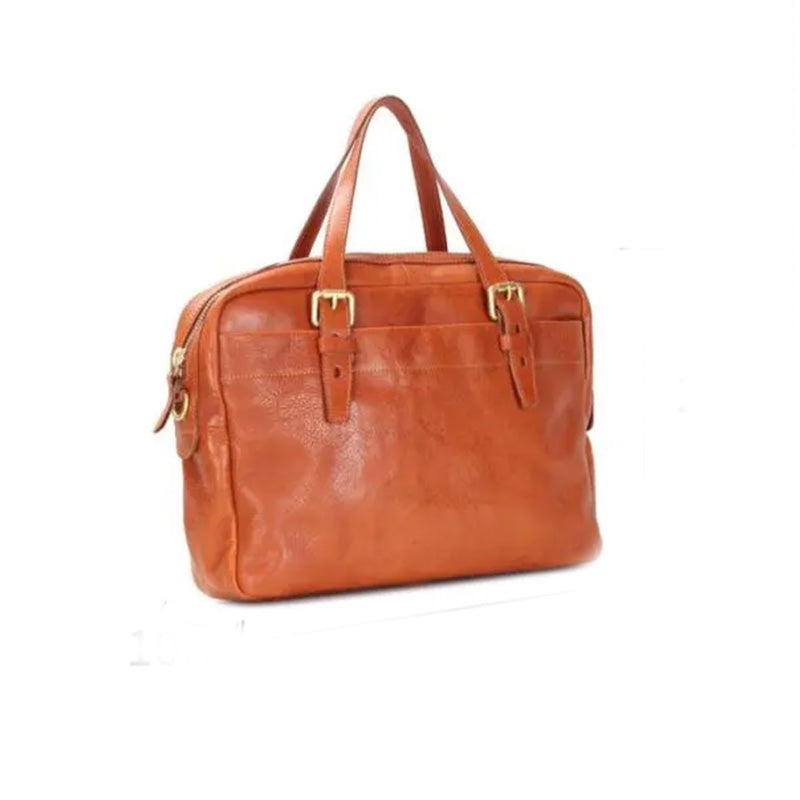 Leather Briefcase for Women &amp; Men Vegetable-Tanned Laptop Shoulder Bag with Pen Holder