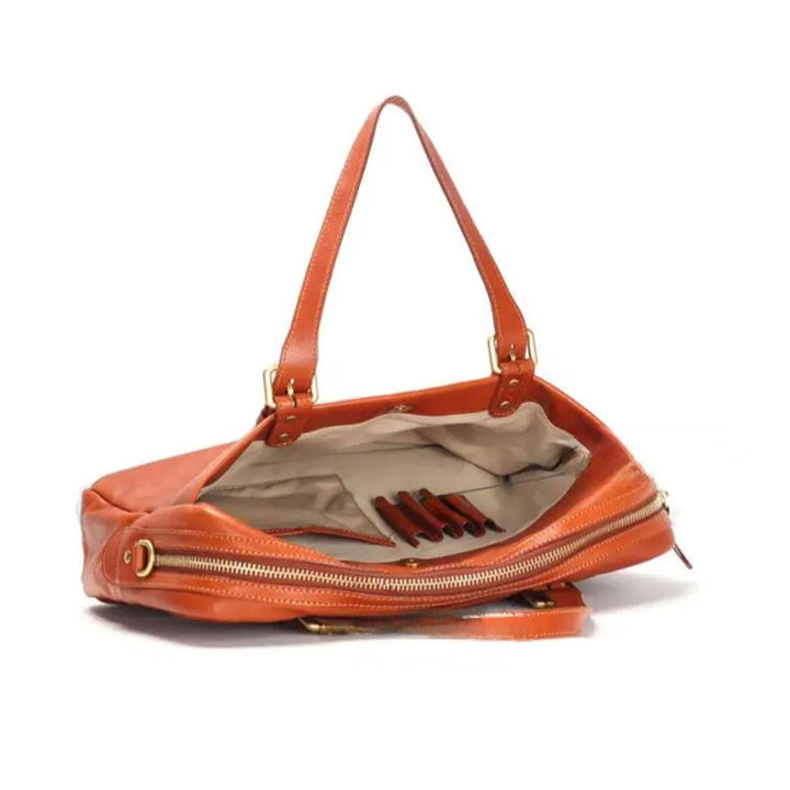 Leather Briefcase for Women &amp; Men Vegetable-Tanned Laptop Shoulder Bag with Pen Holder