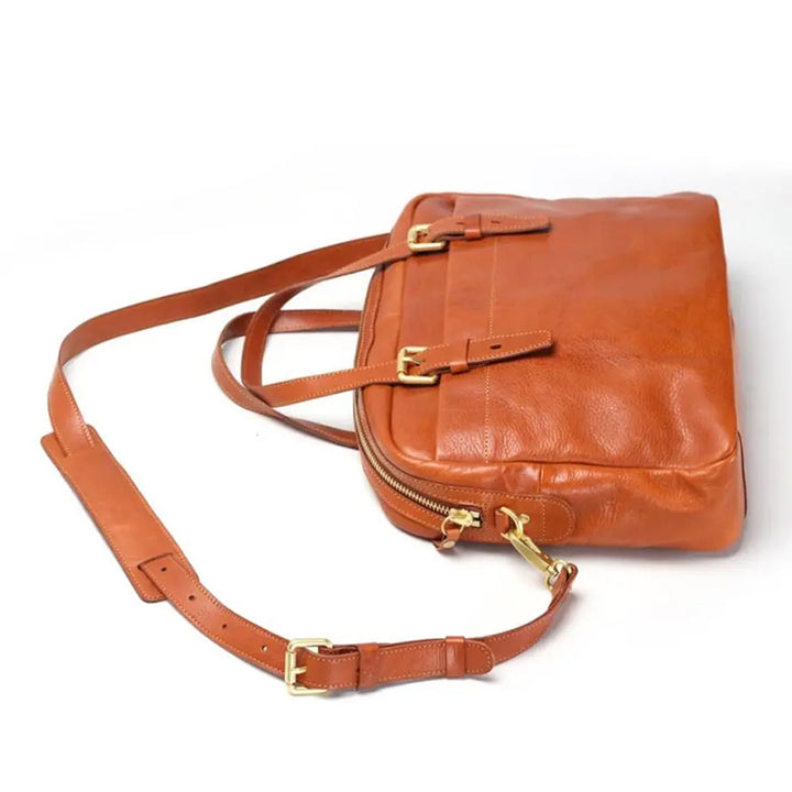 Leather Briefcase for Women &amp; Men Vegetable-Tanned Laptop Shoulder Bag with Pen Holder