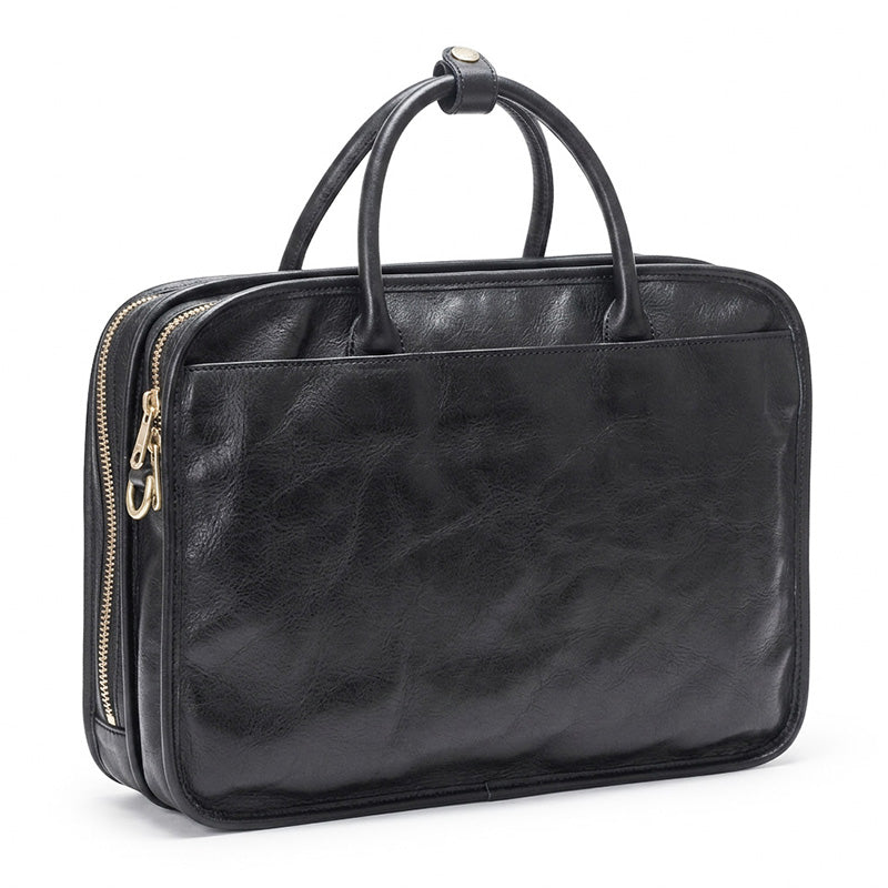 Multi-Compartment Leather Briefcase for Men &amp; Women Vegetable-Tanned Laptop Work Bag