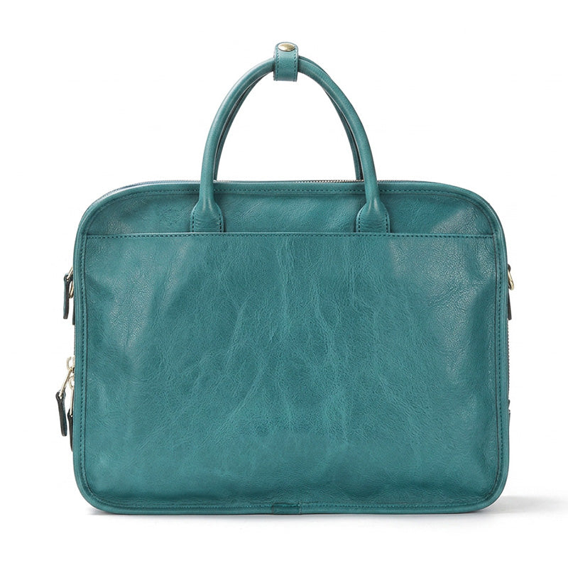 Multi-Compartment Leather Briefcase for Men &amp; Women Vegetable-Tanned Laptop Work Bag