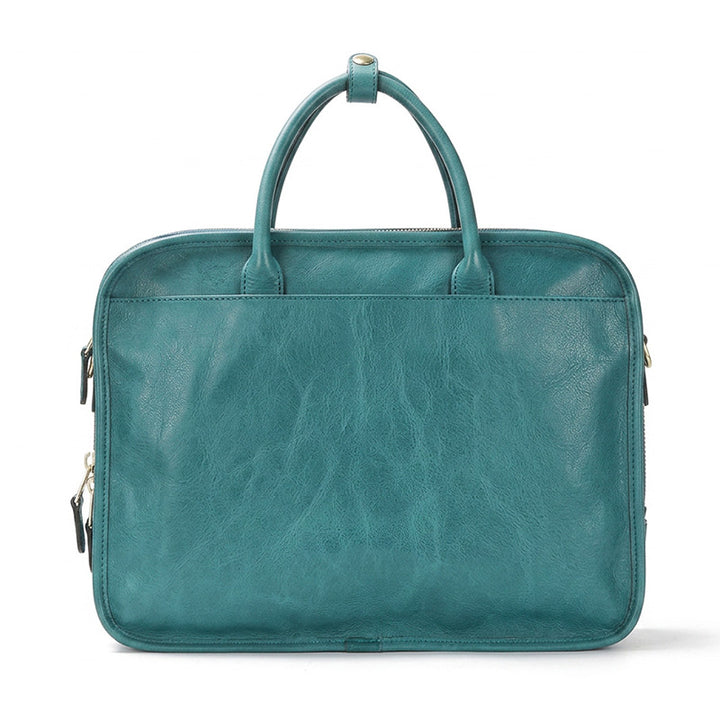 Multi-Compartment Leather Briefcase for Men &amp; Women Vegetable-Tanned Laptop Work Bag