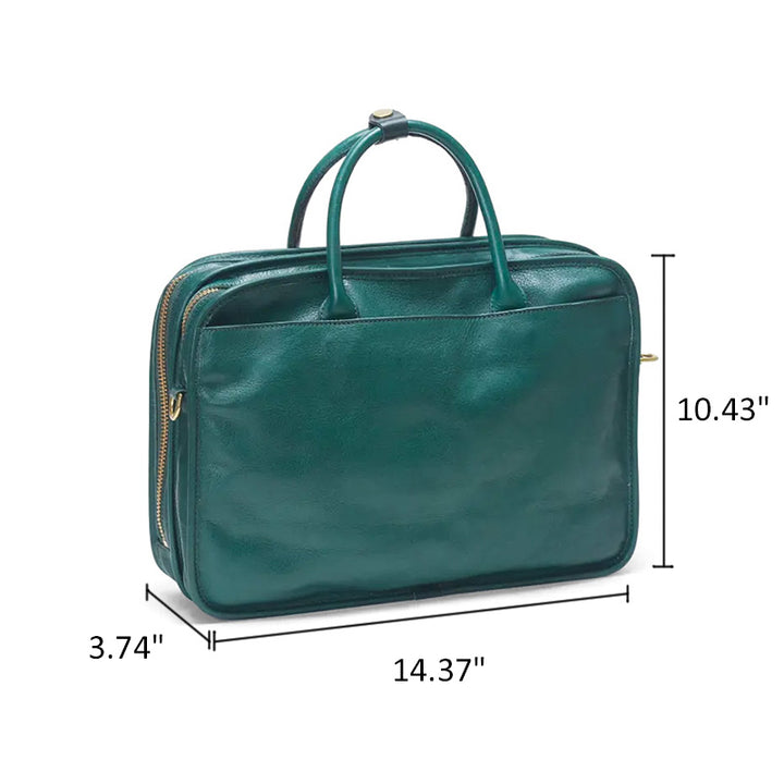 Multi-Compartment Leather Briefcase for Men &amp; Women Vegetable-Tanned Laptop Work Bag
