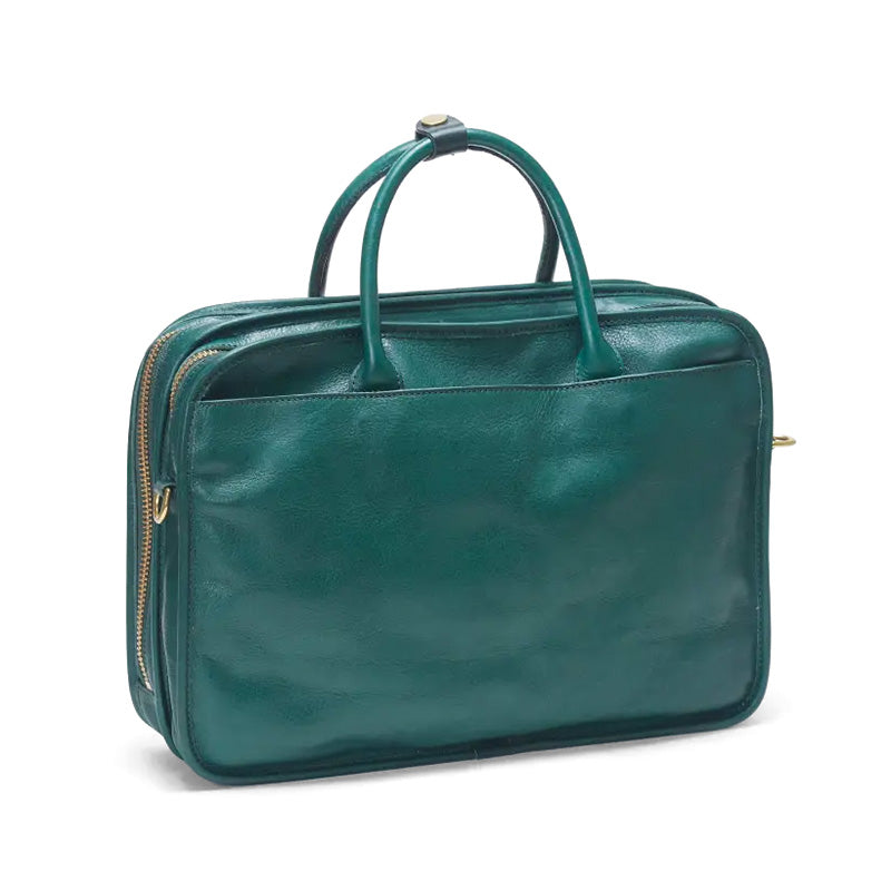 Multi-Compartment Leather Briefcase for Men &amp; Women Vegetable-Tanned Laptop Work Bag