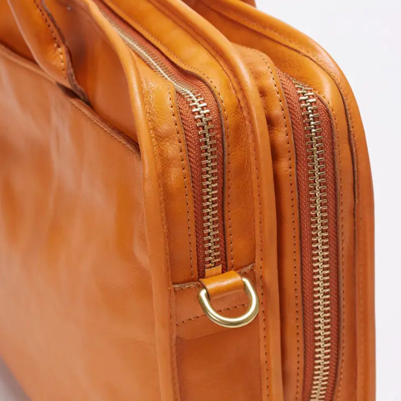 Multi-Compartment Leather Briefcase for Men &amp; Women Vegetable-Tanned Laptop Work Bag