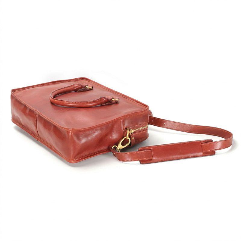 Leather Briefcase for Women Vegetable-Tanned Laptop Work Bag with Card Slots &amp; Pen Holder