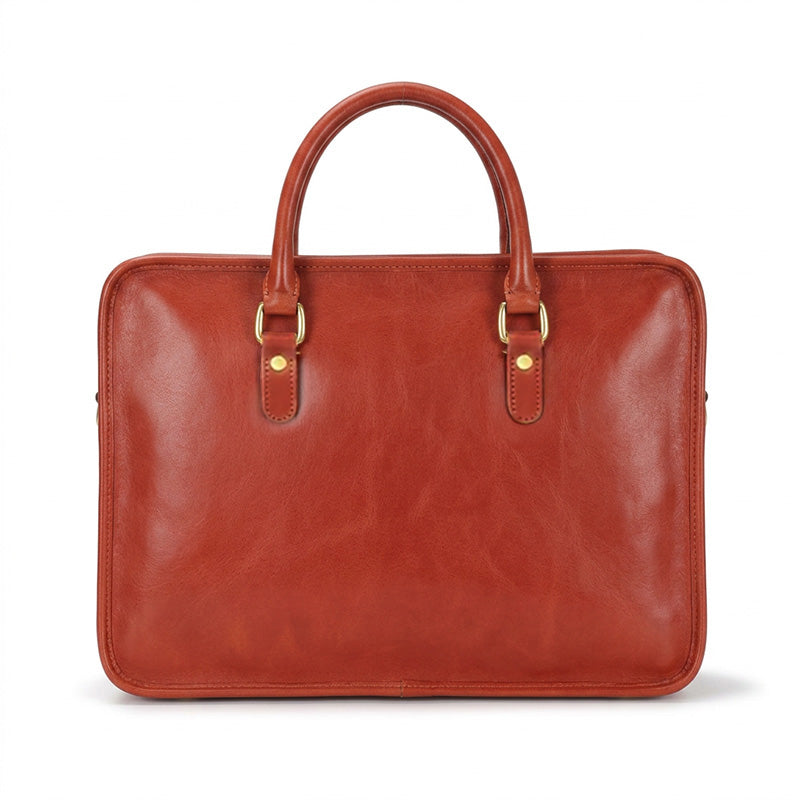 Leather Briefcase for Women Vegetable-Tanned Laptop Work Bag with Card Slots &amp; Pen Holder