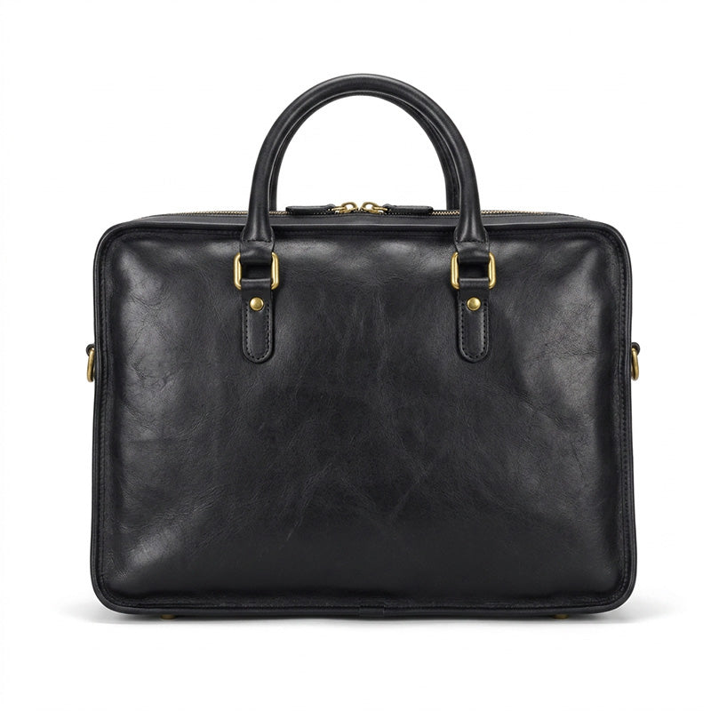 Leather Briefcase for Women Vegetable-Tanned Laptop Work Bag with Card Slots &amp; Pen Holder