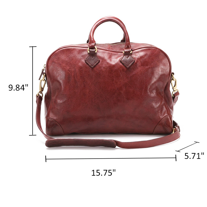 Leather Overnight Handbag for Women Vegetable-Tanned Weekend Travel Shoulder Bag