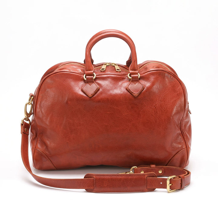 Leather Overnight Boston Bag Vegetable-Tanned with Detachable Strap