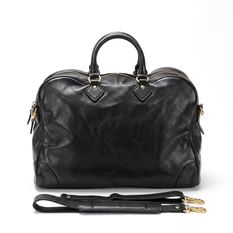 Leather Overnight Boston Bag Vegetable-Tanned with Detachable Strap