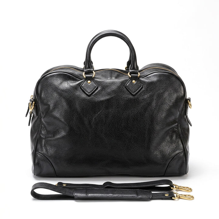 Leather Overnight Boston Bag Vegetable-Tanned with Detachable Strap