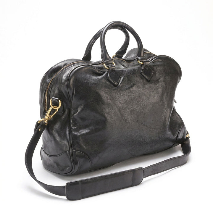 Leather Overnight Boston Bag Vegetable-Tanned with Detachable Strap
