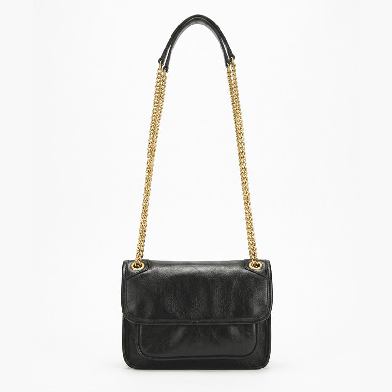 Mini Leather Underarm Bag for Women Vegetable-Tanned Flap Chain Purse