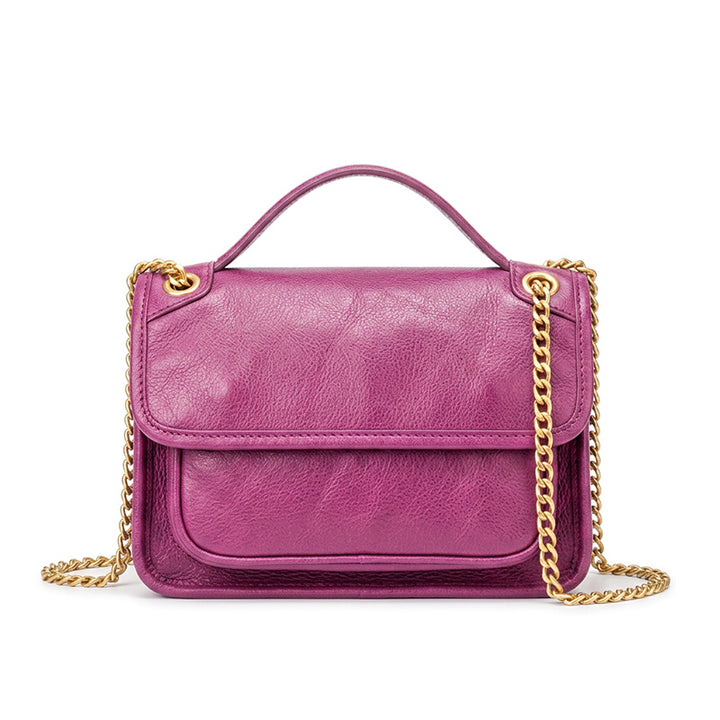 Mini Leather Underarm Bag for Women Vegetable-Tanned Flap Chain Purse