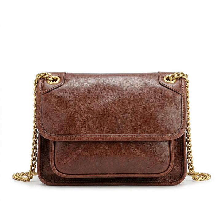 Mini Leather Underarm Bag for Women Vegetable-Tanned Flap Chain Purse