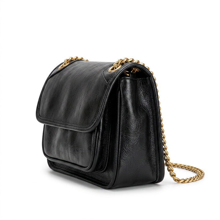 Mini Leather Underarm Bag for Women Vegetable-Tanned Flap Chain Purse