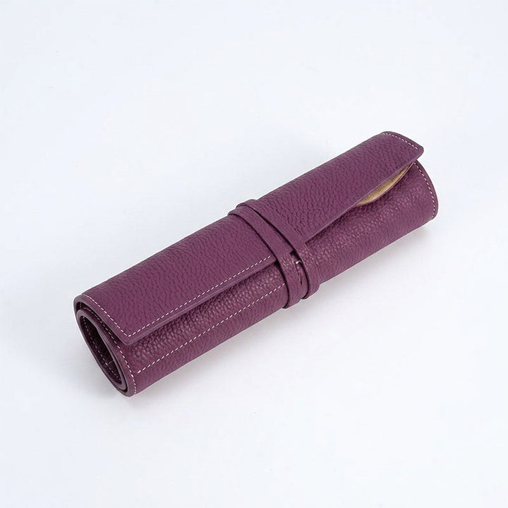 Leather Makeup Brush Roll Top-Grain Cowhide Travel Brush Case