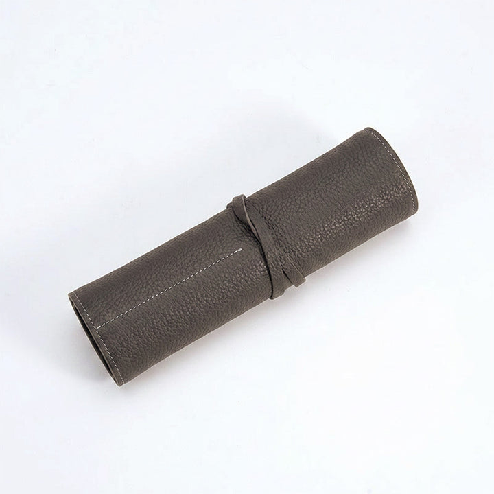 Leather Makeup Brush Roll Top-Grain Cowhide Travel Brush Case