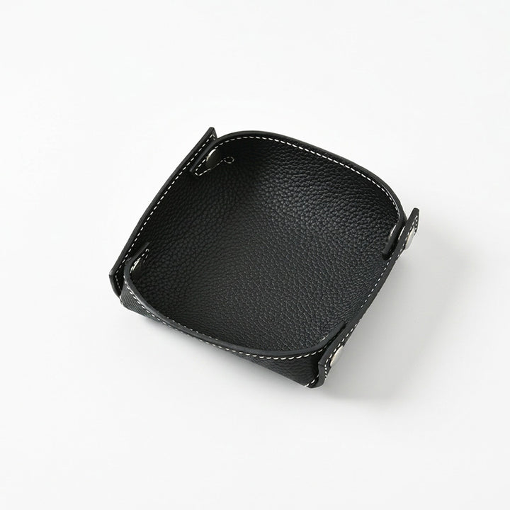 Foldable Leather Catchall Tray Cowhide Snap Corner Valet Tray for Keys, Coins &amp; Desk