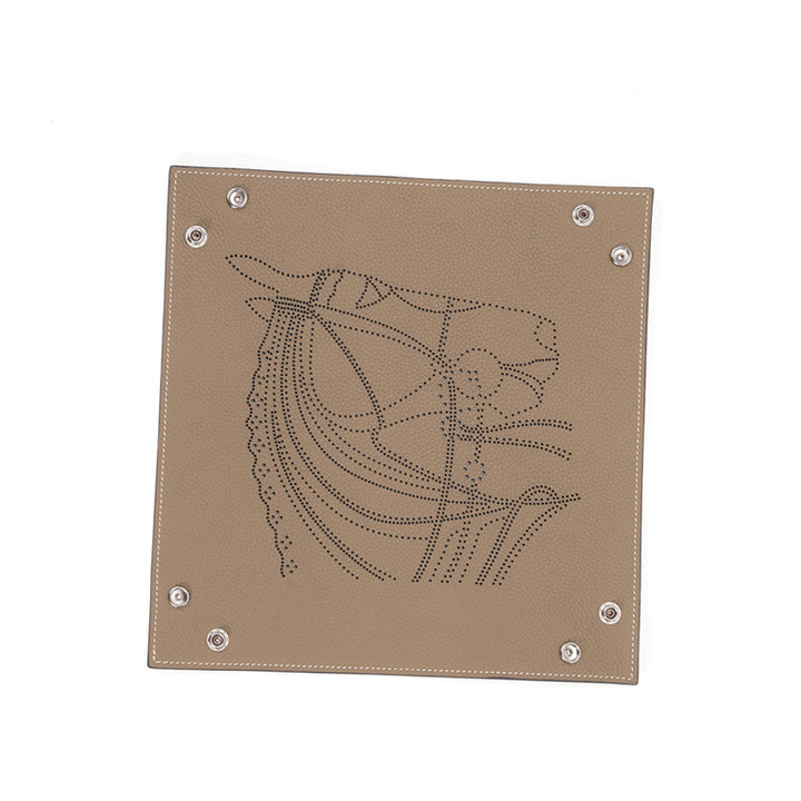 Embossed Leather Catchall Tray Foldable Cowhide Valet Tray with Botanical Pattern