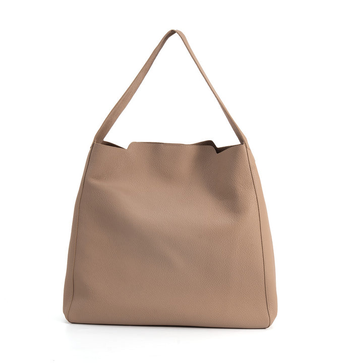 Leather Hobo Tote Bag Top Grain Minimalist Large Shoulder Bag with Removable Pouch