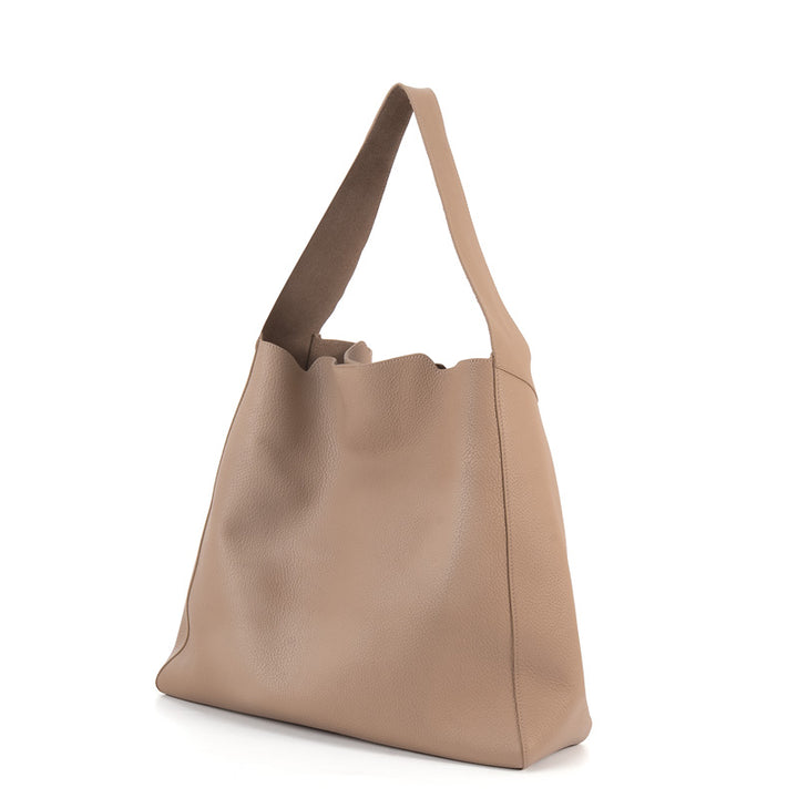 Leather Hobo Tote Bag Top Grain Minimalist Large Shoulder Bag with Removable Pouch