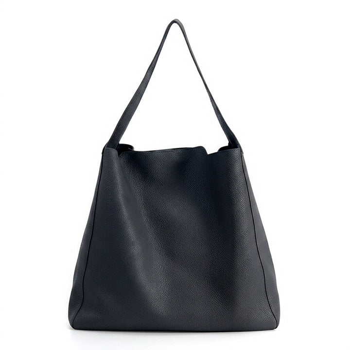 Leather Hobo Tote Bag Top Grain Minimalist Large Shoulder Bag with Removable Pouch