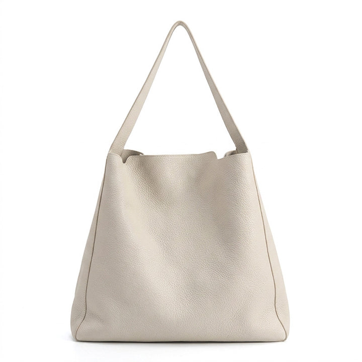 Leather Hobo Tote Bag Top Grain Minimalist Large Shoulder Bag with Removable Pouch