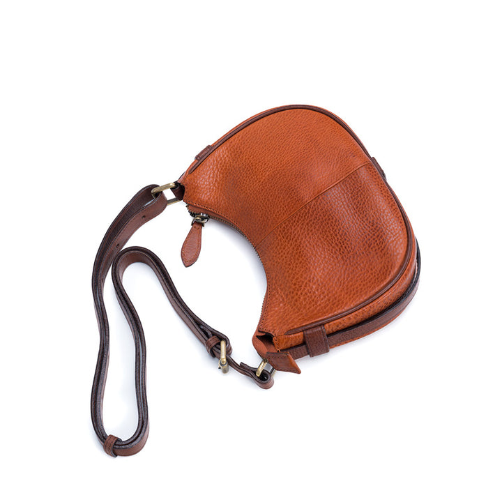 Crescent Bag Washed Full Grain Leather Half Moon Crossbody &amp; Shoulder Bag for Women