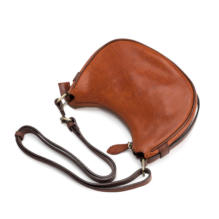 Crescent Bag Washed Full Grain Leather Half Moon Crossbody &amp; Shoulder Bag for Women