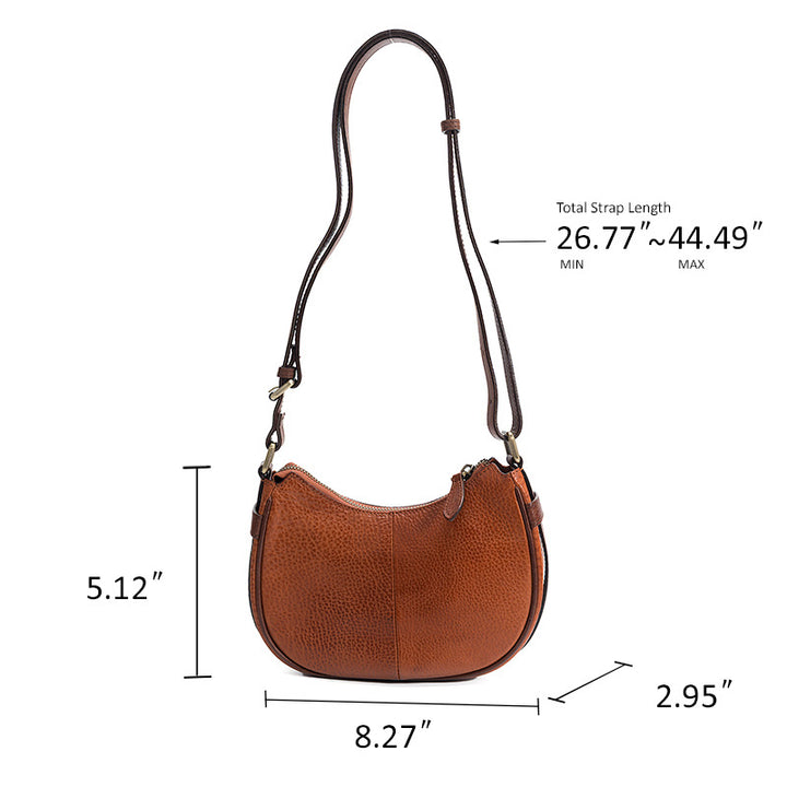 Crescent Bag Washed Full Grain Leather Half Moon Crossbody &amp; Shoulder Bag for Women