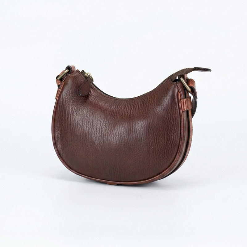Crescent Bag Washed Top Grain Leather Half Moon Crossbody &amp; Shoulder Bag for Women