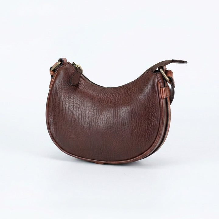 Crescent Bag Washed Top Grain Leather Half Moon Crossbody &amp; Shoulder Bag for Women