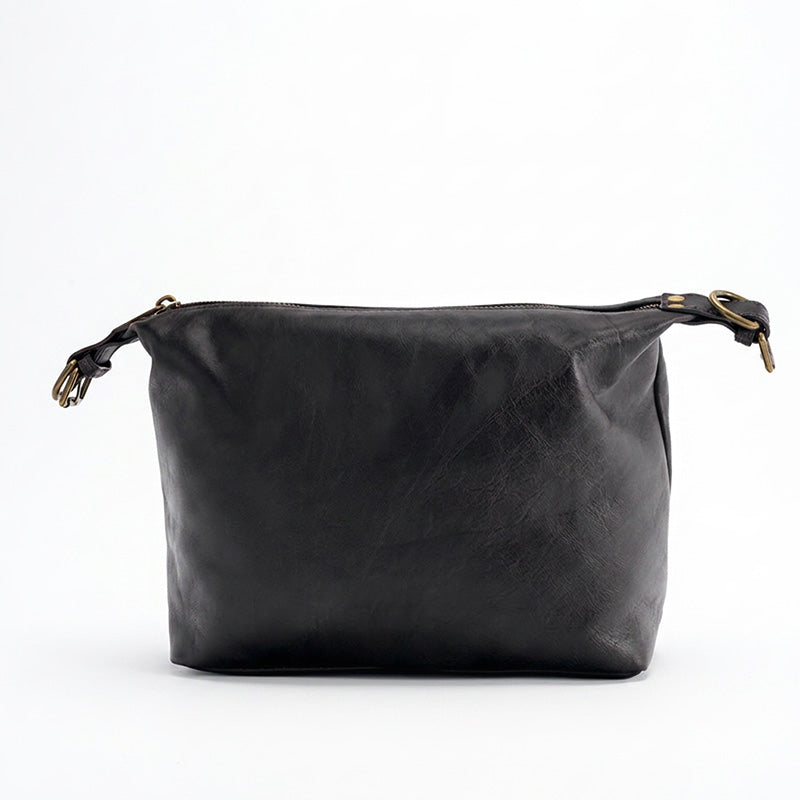 Slouchy Leather Crossbody Bag Washed Full Grain Zip Top Shoulder Bag