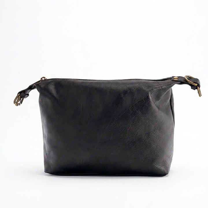 Slouchy Leather Crossbody Bag Washed Full Grain Zip Top Shoulder Bag