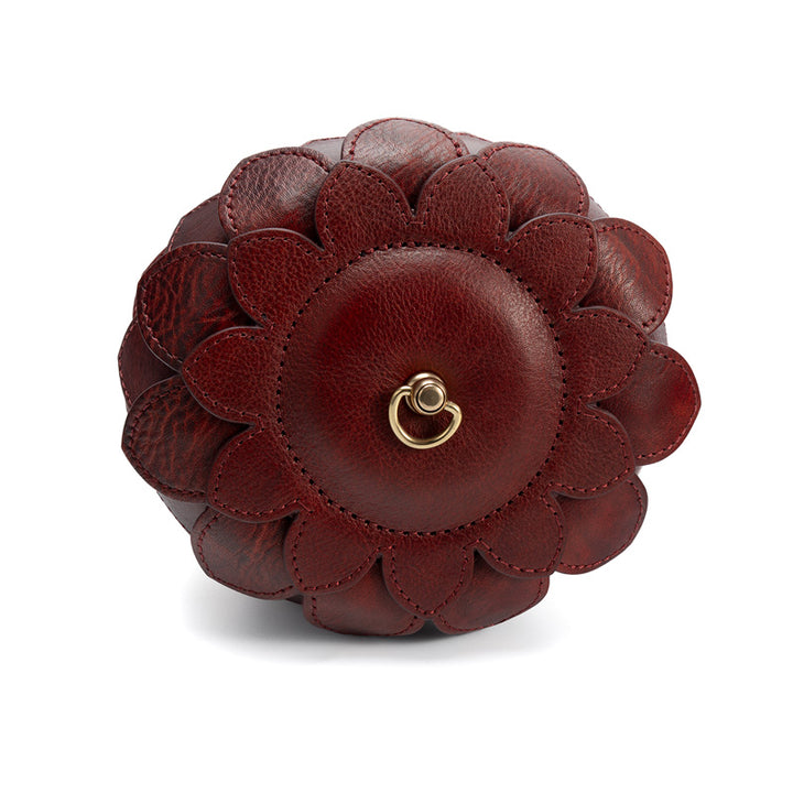 Acorn Leather Novelty Bag Handcrafted Statement Crossbody with Wooden Bead Handle