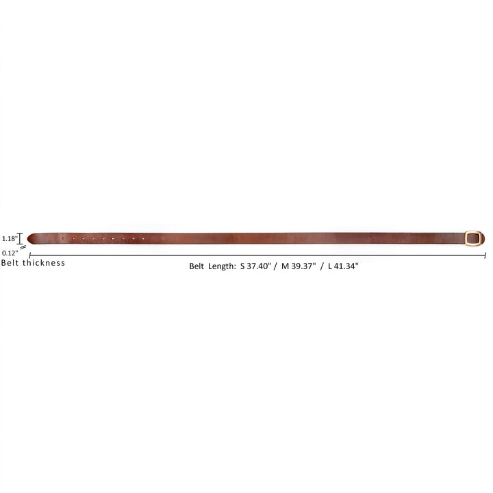Belt in Brown Top Grain Leather Minimalist Style with Gold-Tone Square Buckle