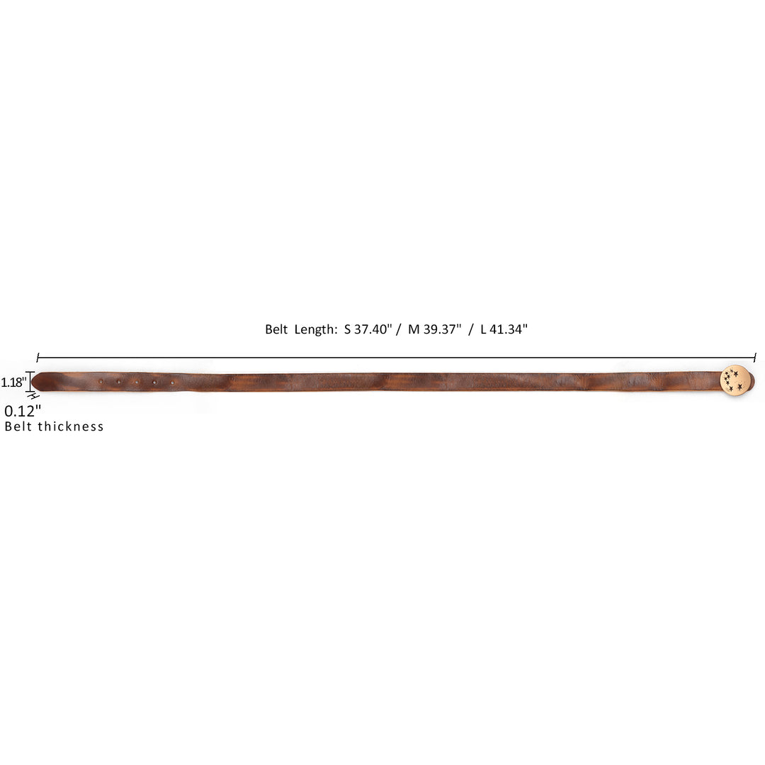 Belt in Brown Leather with Star Cutout Round Buckle