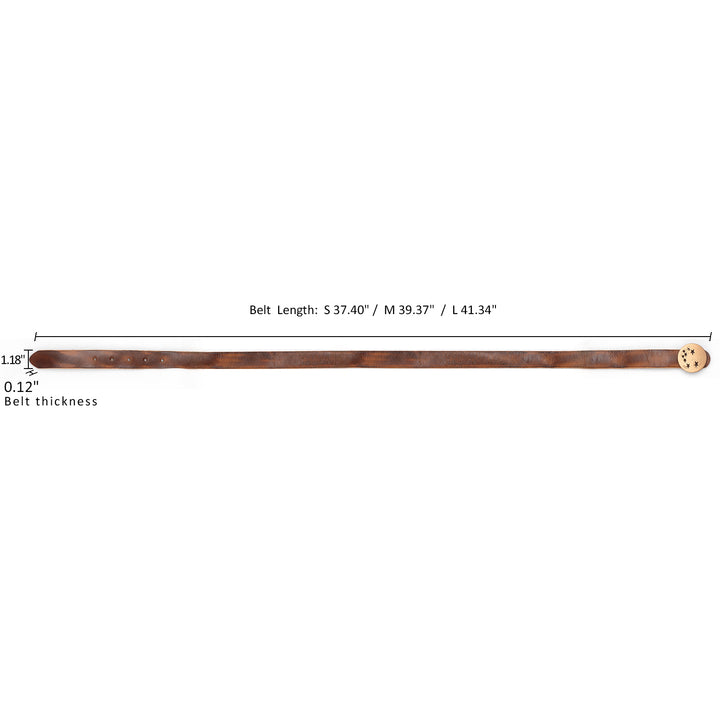 Belt in Brown Leather with Star Cutout Round Buckle