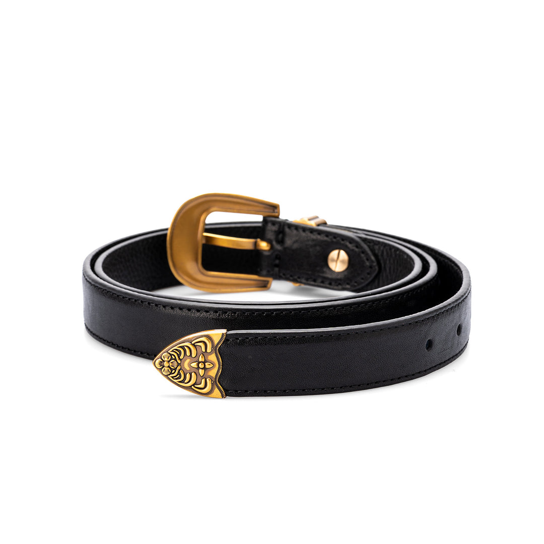 Cinturón de mujer de colección sencilla de piel curtida vegetal