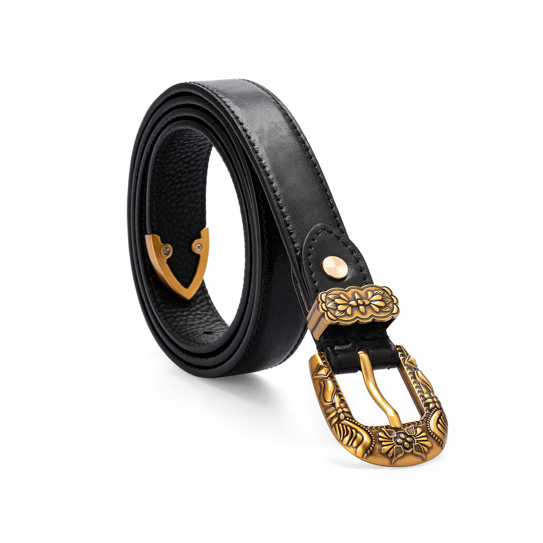 Cinturón de mujer de colección sencilla de piel curtida vegetal