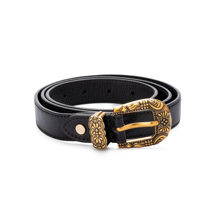 Cinturón de mujer de colección sencilla de piel curtida vegetal