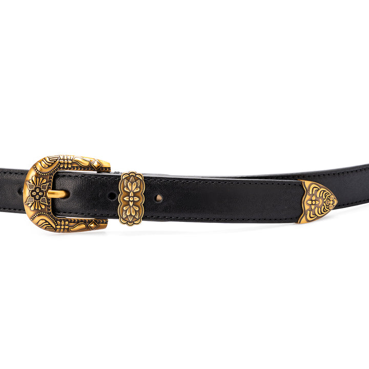 Cinturón de mujer de colección sencilla de piel curtida vegetal