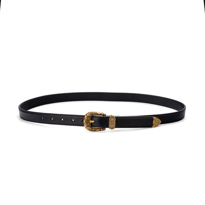 Cinturón de mujer de colección sencilla de piel curtida vegetal